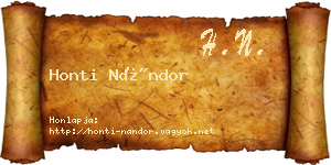 Honti Nándor névjegykártya